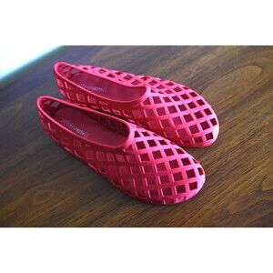 Jeffrey Campbell Jellz Red Matte Fashion Slip On Rounded Toe Holed Flat Shoes 10